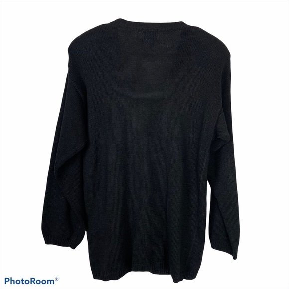 VINTAGE LESLIE Fay Black Grandmacore Embroidered Cardigan S - Picture 3 of 13